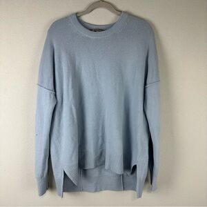 Athleta Light Blue Perspective Wool Cashmere Crew Hi Low Sweater Size Small